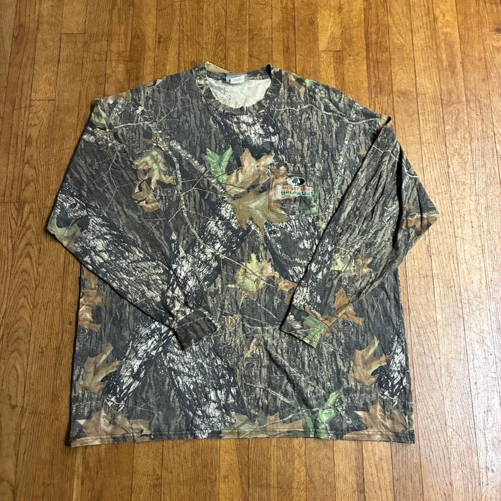 Jerzees Mossy Oak Break-Up Camo Long Sleeve Pocket Hunting T Shirt Mens XL